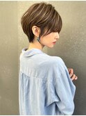 イメチェンショート外ハネボブ美髪似合わせカットダークアッシュ