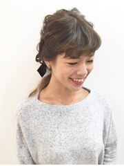 編み込みガーリーポニーテール　ヘアセット