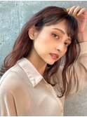 大人可愛い　韓国レイヤー　小顔レイヤー前髪カット　ゆる巻き