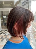バイカラー/インナーカラー/ベイビーピンク/ボブ/前髪