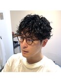メンズツーブロックマッシュツイストスパイラルパーマ<都島>