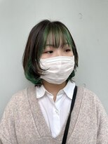カリーナコークス 原宿 渋谷(Carina COKETH) グリーン/ウルフカット/インナーカラー/ダブルカラー/レイヤー