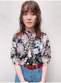 20代30代大人可愛いロングウルフくせ毛風パーマピンクベージュ