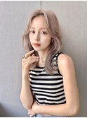 姫カットレイヤー/韓国風巻き/ホワイトブロンド★77