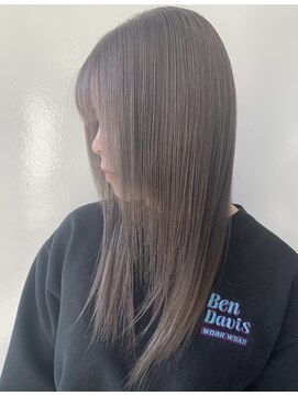 【セミロング（髪質改善）】×【ホワイトグレージュ】