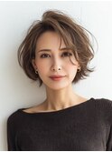 白髪ぼかし脱白髪染め似合わせショートボブ40代50代60代