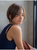 ヌーディカラー/小顔ヘア/大人ボブ／丸みショート／渋谷