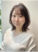 韓国大人可愛いふんわりくびれミディアムボブ前髪カット