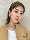 外ハネボブ 切りっぱなし ミニボブ ハイライト 表参道30代
