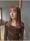 切りっぱなしロングペールピンク