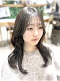 ロングレイヤー×オリーブグレージュ