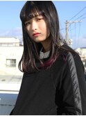 毛先紫セミロング