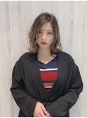 ミニウルフ/くすみブルー/流れるレイヤー/インナーハイライト