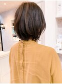 福山人気秋冬おすすめキャアリーぱつんと切りっぱなし外ハネボブ