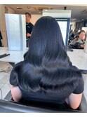 縮毛矯正.レイヤーカット.ブルーブラック.髪質改善. ヘアカラー