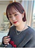 30代シースルーぱっつん前髪で可愛い結べるボブ外ハネボブ
