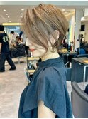30代40代50代絶壁解消ひし形白髪ぼかし大人ショートボブ【西】