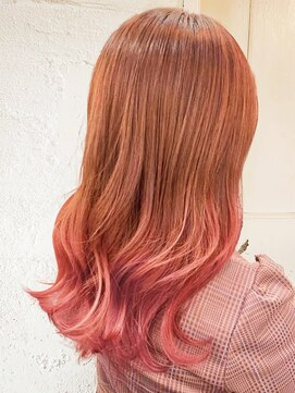 エノア 東京(ENORE) セミロング|オレンジピンク|グラデーションカラー