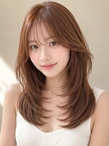 カミラボ(KAMI LABO) ゆる巻き レイヤーカット 韓国ヘア ミディアム ベージュカラー