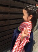 7歳キッズヘアセット ハーフアップ 袴着付け 卒園式 卒園式 水戸
