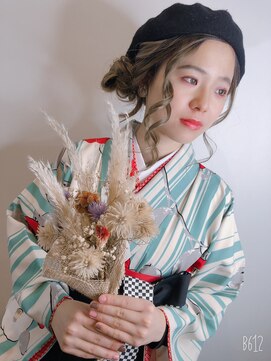 シーデン(C-den) 卒業式袴着付け×ヘアセット　サイドアップで後毛を♪