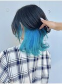 ウルフカット/インナーカラー/ダブルカラー/オージュア/水色