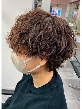 ジーニー 本厚木(Genie) 波巻きアッシュブラック/ハイライト/マッシュパーマ/ウルフ