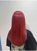 ブリーチ1回チェリーレッドカラー美髪のススメピンクブラウン