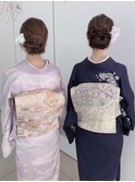 訪問着着付け　訪問着ヘア　結婚式ヘア　和髪