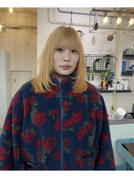 ピノ(pino.) ペールオレンジハイトーンデザインカラー裾カラーエンドカラー