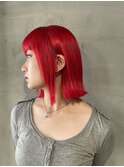派手髪ブリーチダブルカラー赤髪　推しカラー　下赤塚