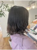 【ミディアムボブゆるふわパーマ】