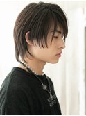 20代30代ダークアッシュ斜めバングいかつめメンズカットH北浦和