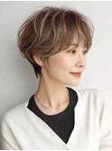 大人可愛い40代50代くびれショートボブ丸みショート