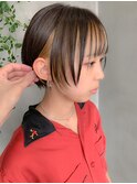 フェイスフレーミング、インナーカラー、ワイドバング、ショート