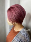 ダスティーピンク wカラー 前髪なしショート pink