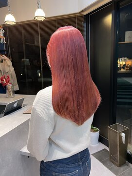 リノショアーズ 日本大通り店(RINOSHORES) ブリーチワンカラーストレートロングカラーリストSHIORI/ピンク