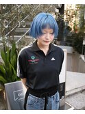 レイヤーカットケアブリーチハイトーンダブルカラーブルーカラー