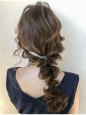 ローポニー編み下ろしヘアヘアアレンジ結婚式ヘア