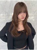 大人美人艶カラーベージュ小顔カット透明感レイヤーロング