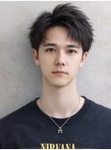 アップバングショート無造作パーマ