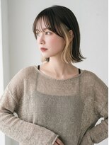 キビト(kibito) 若松河田外はねボブイヤリングカラーインナーカラー20代30代40代