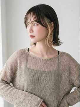 キビト(kibito) 若松河田外はねボブイヤリングカラーインナーカラー20代30代40代