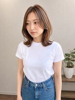 セレスト 心斎橋店(CELESTE)&nbsp;心斎橋30代40代くびれミディアムレイヤー外ハネ顔周り透明感