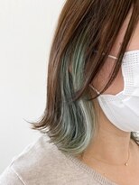 美容室 びゃんびゃん 社店&nbsp;インナーカラーペールグリーン