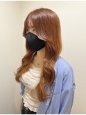 オレンジヘア×ハイトーン×くびれヘア×アースカラー