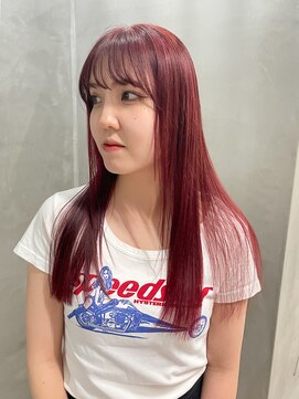 テトヘアー(teto hair) レッドカラー 赤髪 ワインレッド ボルドー ロングヘア ピンク