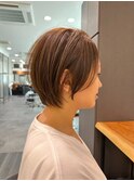 大人ラフウェーブ20代30代40代ボブブラウンスウィングショート