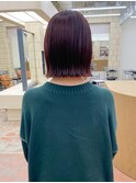 赤髪　ボルドーカラー　レッドブラウン　切りっぱなしボブ　ボブ