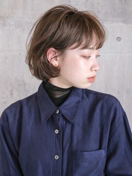 レトン 銀座(leton) 丸みボブ/毛先パーマ/アッシュベージュ/似合わせカット